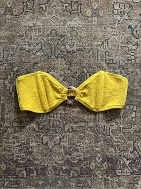 TORI PRAVER Bikini Swim Top Strapless Yellow Floral XS